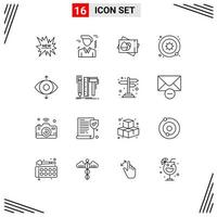 ensemble de 16 symboles d'icônes d'interface utilisateur modernes signes pour la vue oeil oeuf science germes éléments de conception vectoriels modifiables vecteur