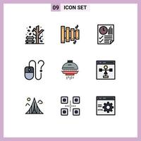 9 icônes créatives signes et symboles modernes de l'espace info document ordinateur de bureau éléments de conception vectoriels modifiables vecteur