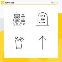 pack de 4 signes et symboles modernes de couleurs plates remplies pour les supports d'impression Web tels que les éléments de conception vectoriels modifiables de boisson grave professionnelle halloween avatar vecteur