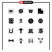 16 concept de glyphe solide pour les sites Web mobiles et applications système de rack téléphone plan ailes éléments de conception vectoriels modifiables vecteur