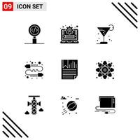 9 icônes créatives signes et symboles modernes de progrès de communication de potins éléments de conception vectoriels modifiables buzz ice vecteur