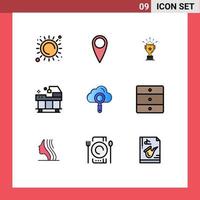 9 concept de couleur plate fillline pour les sites Web mobiles et les applications trouver des éléments de conception vectoriels modifiables du service cloud de prix informatique vecteur