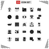 interface mobile ensemble de glyphes solides de 25 pictogrammes de tableau de produits dossiers commerciaux effrayants éléments de conception vectoriels modifiables vecteur