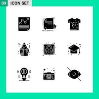 9 icônes créatives signes et symboles modernes de cupcake cake award shirt écologie éléments de conception vectoriels modifiables vecteur