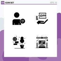 interface mobile glyphe solide ensemble de pictogrammes de l'homme protection de la conformité des plantes éléments de conception vectoriels modifiables à la maison vecteur