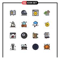 ensemble de 16 icônes d'interface utilisateur modernes symboles signes pour dollar argent gardien de but carte de crédit moins modifiables éléments de conception de vecteur créatif