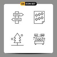 4 icônes créatives signes et symboles modernes d'arbre de données de jardin d'index éléments de conception vectoriels modifiables vecteur