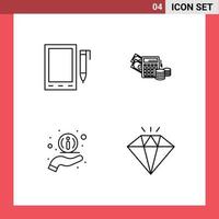 pack d'icônes vectorielles stock de 4 signes et symboles de ligne pour la calculatrice de conception d'informations mobiles éléments de conception vectoriels modifiables en diamant vecteur