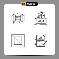 pack de lignes vectorielles modifiables de 4 couleurs plates remplies simples d'éléments de conception vectoriels modifiables médicaux maître de jeu de conception de gym vecteur