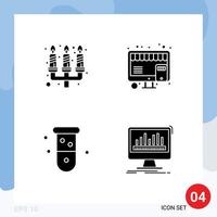 4 icônes créatives signes et symboles modernes de bougie biologie magasin de lumière chimie éléments de conception vectoriels modifiables vecteur