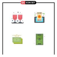 ensemble de 4 symboles d'icônes d'interface utilisateur modernes signes pour le rapport de cellule de page web d'argent en verre éléments de conception vectoriels modifiables vecteur