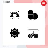 4 concept de glyphe solide pour les sites Web mobiles et applications cloud controller pills gadget jeu éléments de conception vectoriels modifiables vecteur