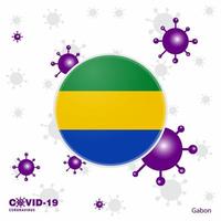 priez pour le gabon covid19 coronavirus typographie drapeau restez chez vous restez en bonne santé prenez soin de votre santé vecteur