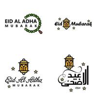 eid mubarak lettrage manuscrit pack vectoriel de 4 calligraphies avec des étoiles isolées sur fond blanc pour votre conception
