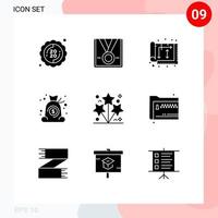 ensemble de 9 symboles d'icônes d'interface utilisateur modernes signes pour la finance trésorerie trophée sac maison éléments de conception vectoriels modifiables vecteur