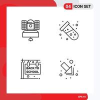 pack de 4 couleurs plates remplies créatives de test de communication par satellite de retour à l'école signe suspendu éléments de conception vectoriels modifiables vecteur