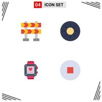 pack de 4 icônes plates créatives de la luminosité du cercle de barricade amour 5 éléments de conception vectoriels modifiables vecteur