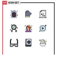 pack d'icônes vectorielles stock de 9 signes et symboles de ligne pour avatar fitness cuisine exercice paiement éléments de conception vectoriels modifiables vecteur