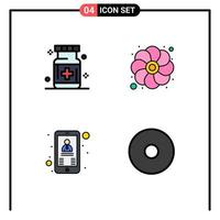 ensemble moderne de 4 couleurs et symboles plats remplis tels que le contact de soins médical gras utilisateur éléments de conception vectoriels modifiables vecteur