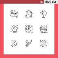 pack de 9 symboles universels d'éléments de conception vectoriels modifiables par l'esprit papier tête haute vecteur