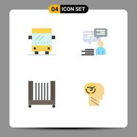 pack de 4 signes et symboles d'icônes plates modernes pour les supports d'impression Web tels que l'activité de l'utilisateur de chat enfant de bus éléments de conception vectoriels modifiables vecteur