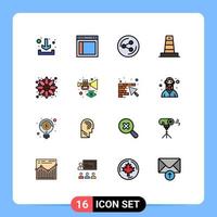 ensemble de 16 symboles d'icônes d'interface utilisateur modernes signes pour la part d'automne de tournesol en construction éléments de conception de vecteur créatif modifiables
