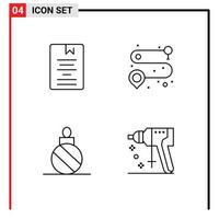 groupe de 4 couleurs plates remplies de signes et de symboles pour le livre connaissances de noël décoration de route éléments de conception vectoriels modifiables vecteur