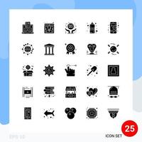 25 concept de glyphe solide pour les sites Web configuration mobile et applications soutien sportif signe de santé fitness éléments de conception vectoriels modifiables vecteur