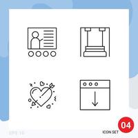 ensemble de 4 symboles d'icônes d'interface utilisateur modernes signes pour tableau noir présentation de la maternelle enfance cupidon éléments de conception vectoriels modifiables vecteur