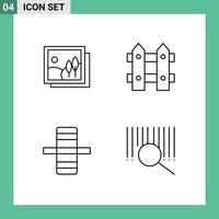 ensemble de 4 symboles d'icônes d'interface utilisateur modernes signes pour image d'engrenage de cadre jardinage code à barres éléments de conception vectoriels modifiables vecteur