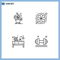 4 icônes créatives signes et symboles modernes du succès du bureau de l'usine éléments de conception vectoriels modifiables du bureau du soleil vecteur