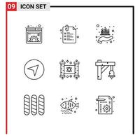 9 contours vectoriels thématiques et symboles modifiables de la carte de hanukkah retour à l'école direction marché éléments de conception vectoriels modifiables vecteur