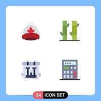 4 concept d'icône plate pour les sites Web mobiles et applications chapeau sac canada spa passe-temps éléments de conception vectoriels modifiables vecteur