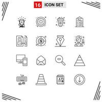 aperçu de l'interface mobile ensemble de 16 pictogrammes d'éléments de conception vectoriels modifiables de concepteur de presse-papiers de bonbons de tâche de fichier vecteur
