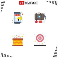groupe de 4 icônes plates signes et symboles pour timbrel en ligne marketing mobile premiers soins éléments de conception vectoriels modifiables vecteur