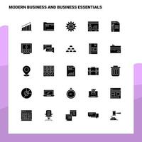 25 ensemble d'icônes modernes d'affaires et d'essentiels d'affaires modèle d'illustration vectorielle d'icône de glyphe solide pour des idées web et mobiles pour une entreprise commerciale vecteur