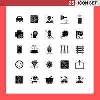 pack de 25 glyphes solides créatifs de contrôle photographie comptable photo femme éléments de conception vectoriels modifiables vecteur