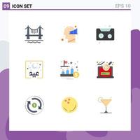 interface mobile ensemble de 9 pictogrammes de bande audio ipo moon typographie arabe éléments de conception vectoriels modifiables vecteur