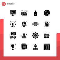16 icônes créatives signes et symboles modernes de texte stylo tag roue vacances éléments de conception vectoriels modifiables vecteur
