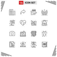 16 icônes créatives signes et symboles modernes de protection des dispositifs de transfert wifi éléments de conception vectoriels modifiables vecteur