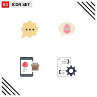 pack de 4 icônes plates modernes signes et symboles pour les supports d'impression Web tels que le rapport de bulle chat nature smartphone éléments de conception vectoriels modifiables vecteur