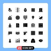 pack de glyphes solides de 25 symboles universels de décoration de sport de factures jeu de puzzle éléments de conception vectoriels modifiables vecteur