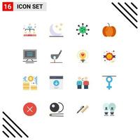 16 icônes créatives signes et symboles modernes de moniteur citrouille biochimie laboratoire halloween pack modifiable d'éléments de conception de vecteur créatif