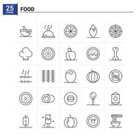 25 icônes de nourriture mis en arrière-plan vectoriel