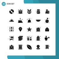 interface mobile glyphe solide ensemble de 25 pictogrammes de magasinage historique du marché éléments de conception vectoriels modifiables vecteur