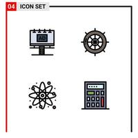 symboles d'icônes universels groupe de 4 couleurs plates de ligne de remplissage modernes d'éléments de conception vectoriels modifiables de chimie de navigation de panneau d'affichage de voyage publicitaire vecteur