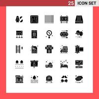 pack de 25 signes et symboles de glyphes solides modernes pour les supports d'impression Web tels que les archives de tiroir code à barres panneau d'affichage publicitaire éléments de conception vectoriels modifiables vecteur