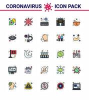 25 pack d'icônes épidémiques de coronavirus ligne remplie de couleurs plates sucer comme hôpital bâtiment vie survice coronavirus viral en ligne 2019nov éléments de conception de vecteur de maladie