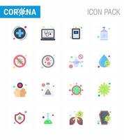 coronavirus 16 icône de couleur plate sur le thème de l'épidémie corona contient des icônes telles que le diagnostic désinfectant dossier clinique virus de la main coronavirus viral 2019nov éléments de conception de vecteur de maladie