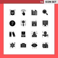 ensemble moderne de 16 glyphes et symboles solides tels que la recherche de construction de cercle de questions regarder des éléments de conception vectoriels modifiables vecteur